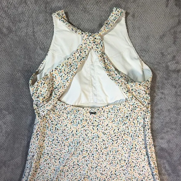 prAna Jewel Lake Dress Women’s L Birch Spots Built-In Bra Pockets Active Midi #7 - Image 9