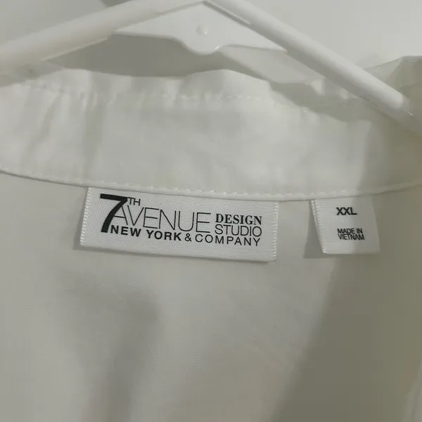 White Short Sleeve Notched Collar Button Down Shirt Size XXL - Image 6