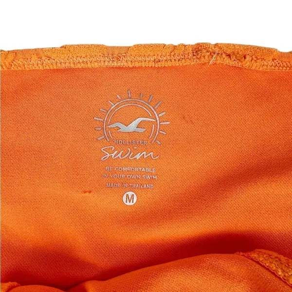 Hollister Bright Orange Terry Cloth Hibiscus‎ Print Bikini Bottoms Size Medium - Image 4