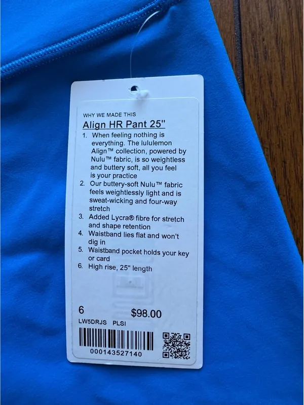 Lululemon Align High Rise 25” Poolside Size 6 NWT - Image 4