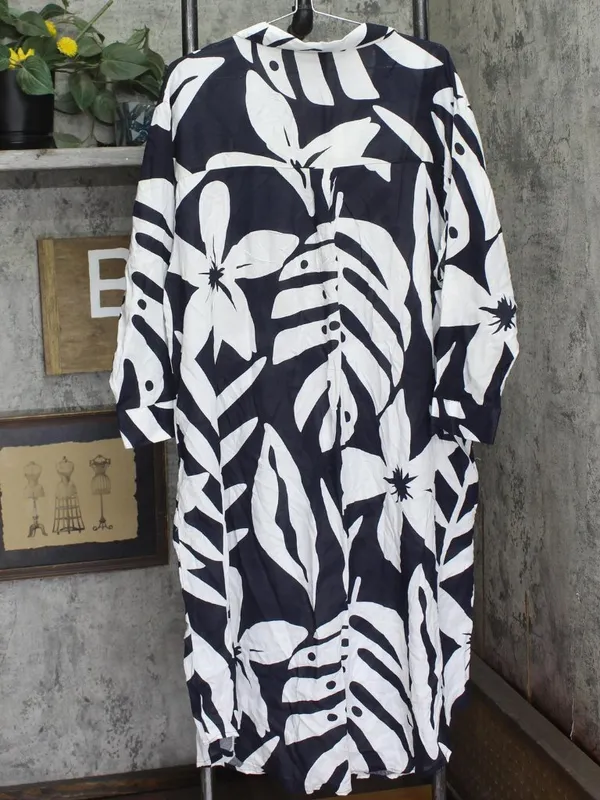 NWT Raviya Printed Button-Down Cover Up Dress 76731XPT Navy / White Multi 1X - Image 7