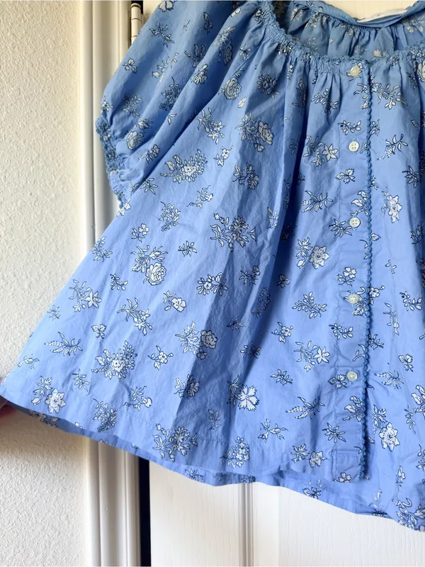 Dôen Tennessee Top Floral Organic Cotton‎ Sky Blue Medium EUC - Image 3