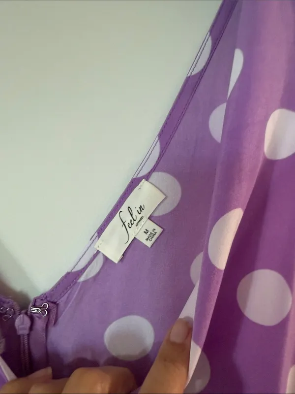 Lavender Polka Dot Tiered Sleeveless Sundress - Image 3