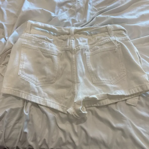 SheIn White Denim Wrap Skort with Belt - Image 2