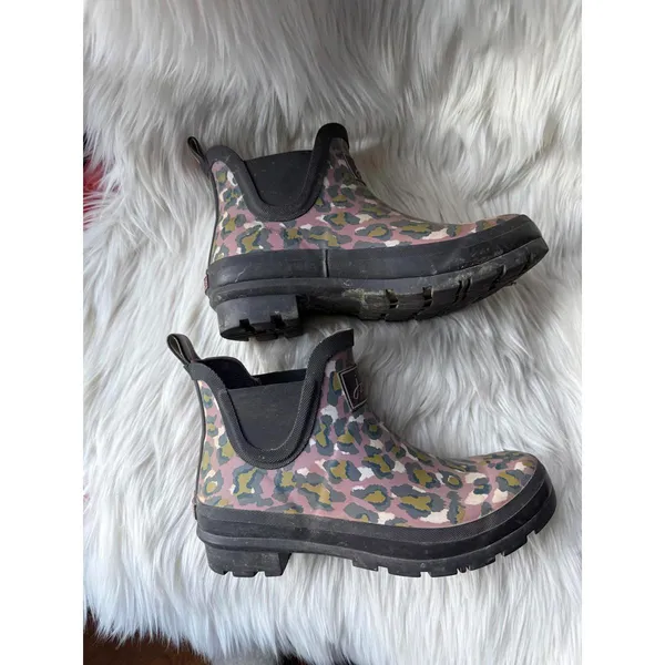 Joules Women's Leopard Print Ankle Rain Boots - Image 4