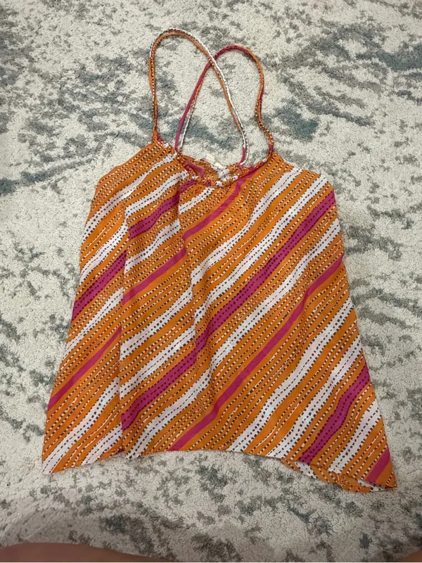 American Eagle Y2K Striped Criss Cross Cami Tank Top Medium - Image 4