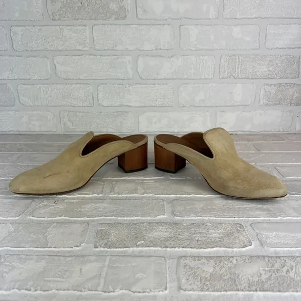 Thelma The Ava Mules Womens 38 8 US Wheat Suede Leather Block Heel Classic Italy - Image 7