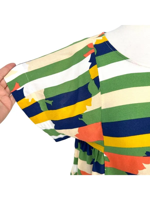 Maeve Anthropologie Mila Stripe Top Green Blue Yellow Geometric Size Small - Image 3