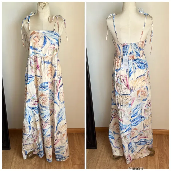 Lungo L’arno Made In Italy Sand Soft Blue Maxi Dress beach boho coastal - Image 2