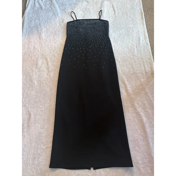 Onyx Nite Black Silver Sequin Strapless Evening Dress~ Size 10 - Image 5