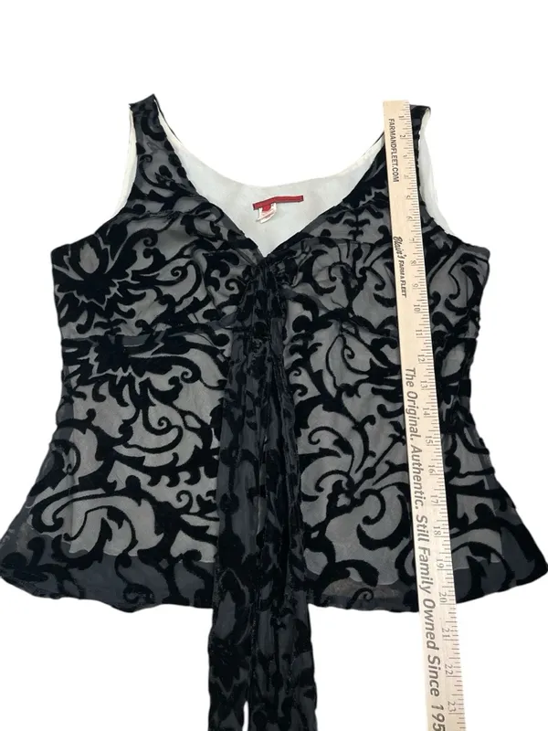 Whimsigoth black burnout velvet sheer overlay sleeveless Blouse fairycore - Image 5
