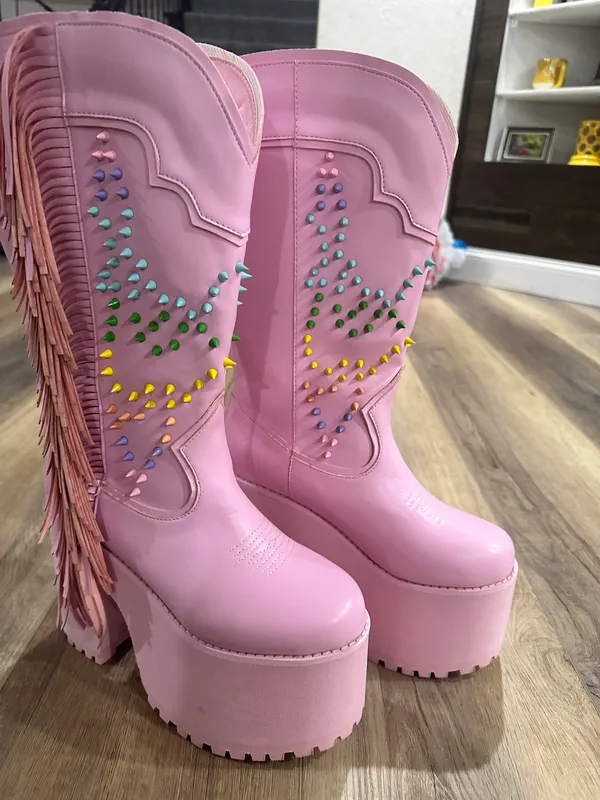 Pink Boots Size 9 - Image 2