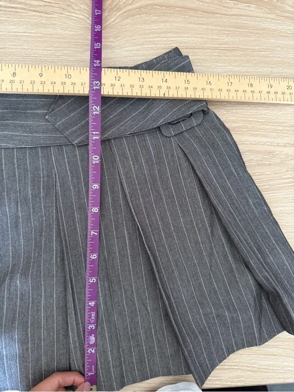 Reformation 6 NEW Brinley Mini Skirt Grey Stripe Academia Preppy Belted Grunge - Image 7