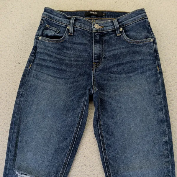 Hudson Lana Boyfriend Mid Rise Straight Leg Distressed Jeans Dark Wash‎ Size 25 - Image 3