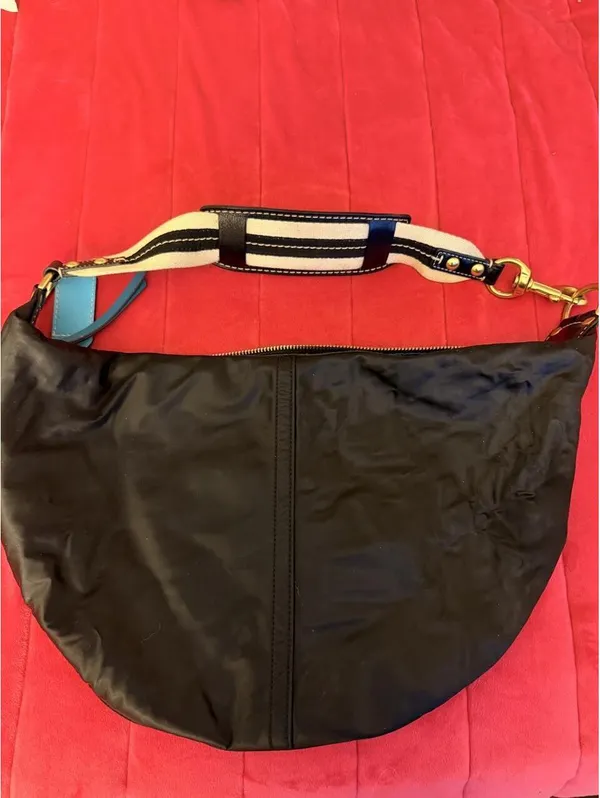 Black Vintage Coach Hamptons Satin Nylon Crescent Hobo Bag 2005 - Image 4