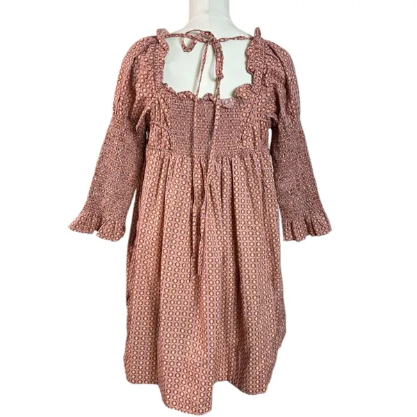 Free People Retro 70s Babydoll Star Dip Mini Dress in Red Combo Size Medium - Image 9