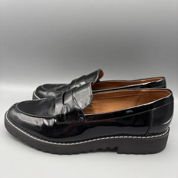 Franko Sarto Cassandra Penny Loafers Size 10 Black Patent Vegan Leather Academia - Image 5