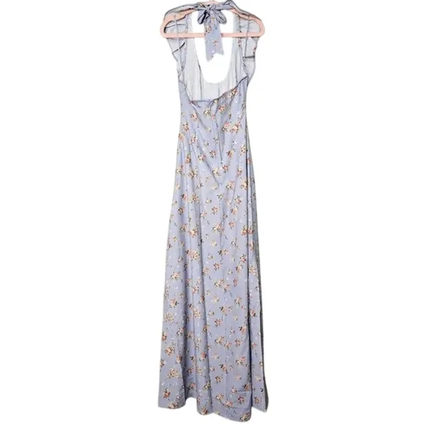 NWT WeWoreWhat Vintage Roses Ruffle Halter Sleeveless Maxi Dress XS Blu Lavender - Image 7