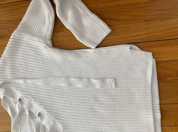 GARAGE Size XS/TP White Crop Knit Sweater - Image 6