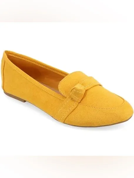 Journee Collection Mustard Faux Suede Penny Loafers 7.5W - Image 2