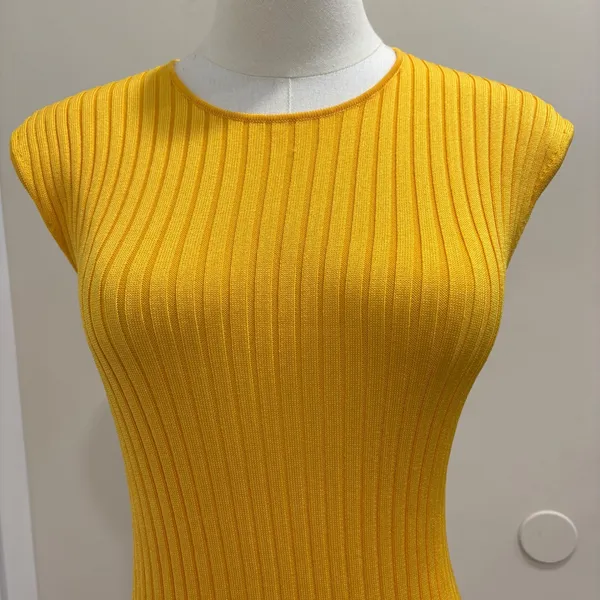 MM LaFleur Dylan Dress Tuscan‎ Yellow Slinky Knit Ribbed Sleeveless Midi Size XS - Image 5