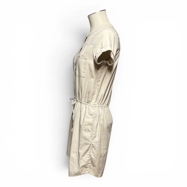 Banana Republic Cotton Short Sleeve Mini Dress Tan Beige 4 - Image 3