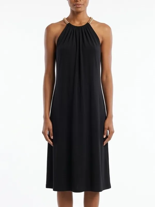 MICHAEL Michael Kors Chain Halter Dress Black Cocktail Evening Sleeveless S - Image 9