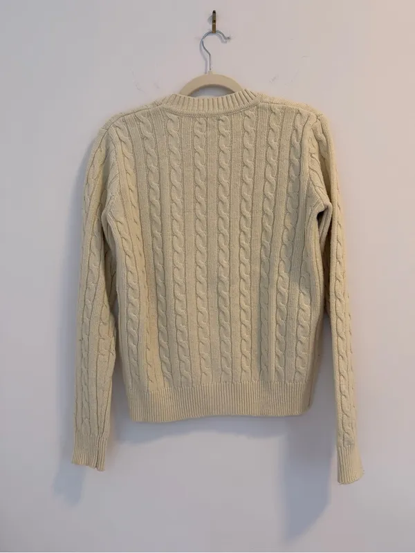 Brandy Melville Cream Cable-Knit Button Cardigan - Image 3