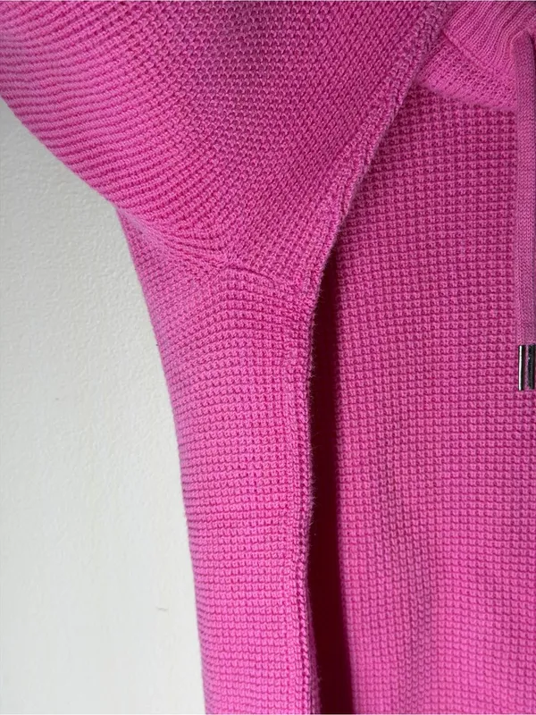 Lauren Ralph Lauren‎ Cotton Waffle Knit Cowl Neck Pullover Sweater Preppy Pink - Image 7