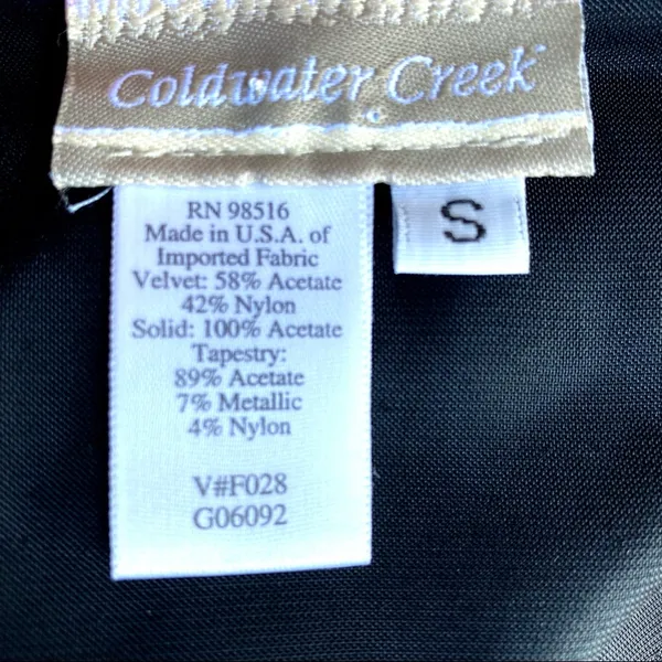 Coldwater Creek Small Jacket Velvet Button Front Black Wine Tapestry Holiday - Image 14