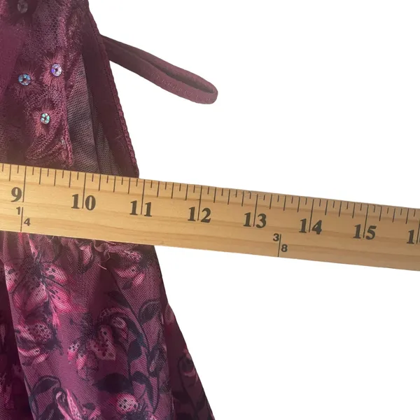 Fairy Purple‎ Women's Size Medium Floral Sequin Babydoll Teddy Top Set - Image 9