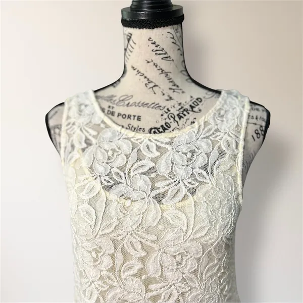 Free People Ivory Miles of Lace Mini Dress Sleeveless Boho Spring Wedding Guest‎ - Image 6
