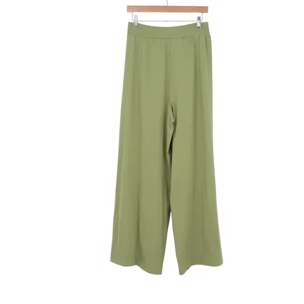 OQQ Womens Sage Green Ribbed Wide Leg Yoga Pants High Waisted Lounge Size L - Image 3