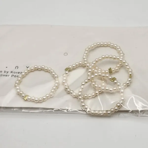 NWT Nyu Nyu Set Of 5 Faux Pearl Rings - Image 2