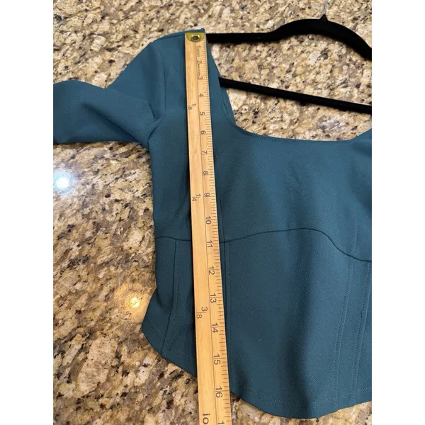 Abercrombie & Fitch Women Green Corset Long Sleeve Crop Top Square Neck Size XS - Image 9