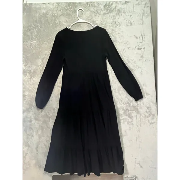 Z Supply Bailey Tiered Midi Dress Black Long Sleeve Minimalist Women’s XS New - Image 3