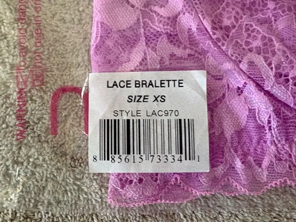 Undies Brand New Lace Bralette in Lavender Pink XS - Image 2