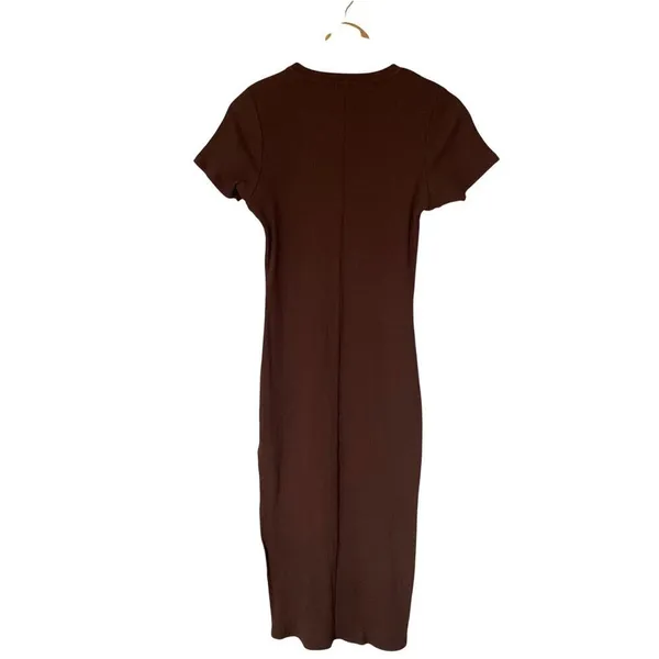 Cotton On Chocolate Brown T shirt Ribbed Maxi Dress Minimalist Basic Casual sz M - Image 6