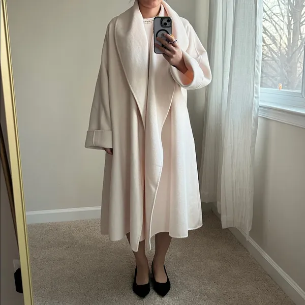Handmade Ecru shawl coat. M White Size M - Image 10