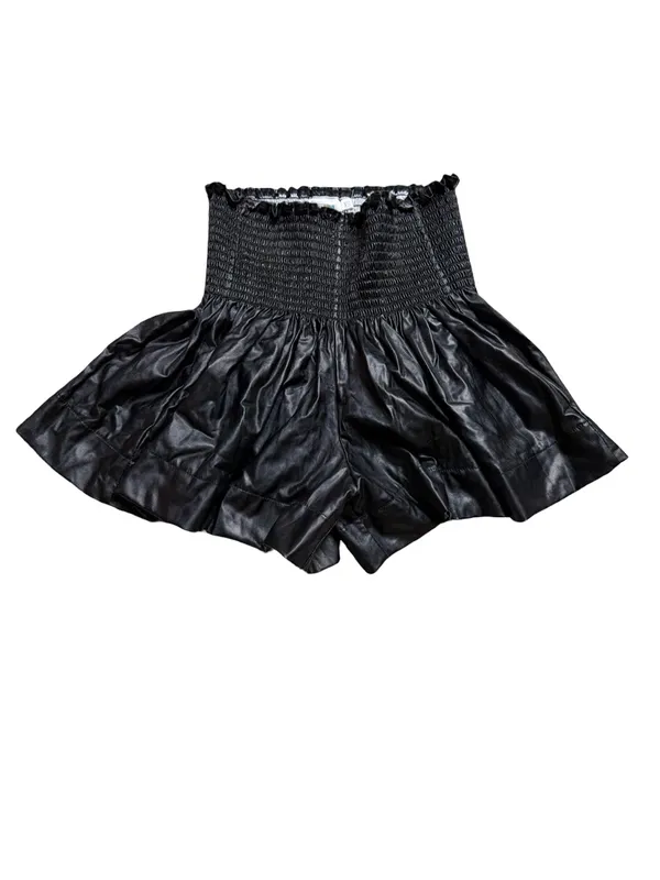 🖤 Queen of Sparkles Faux Leather Smocked Ruffle Shorts Size XS 🖤 - Image 2
