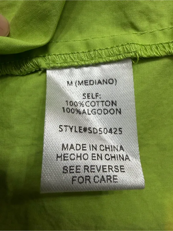 LOVELO Lime Green Smocked Tiered Cotton Dress Adjustable Ribbon Tie Straps M - Image 8