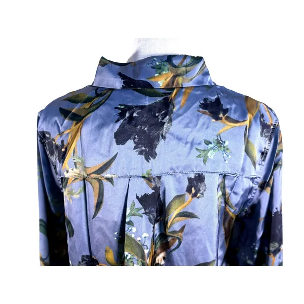 Elie‎ Elie Tahari Womens Blue Floral Satin Button Down Blouse Size Small NWT - Image 9