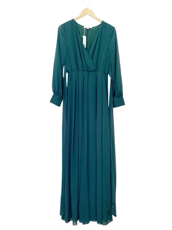NWT Baltic Born Lydia Emerald Chiffon Maxi Dress Size Medium Long Sleeve Gown - Image 4