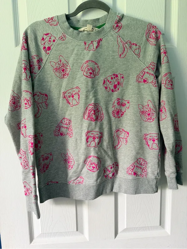 Boden Gray Sweatshirt with Pink Floral Faces - Image 2