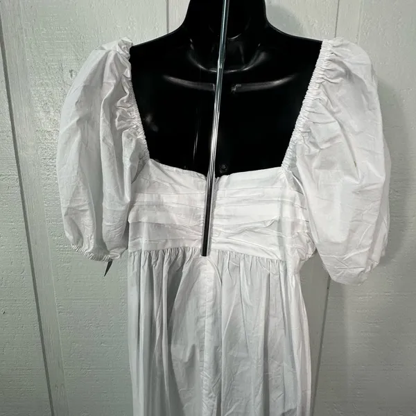 Know One Cares White Empire Cut Poplin Puff Sleeve Midi Dress Size Large NWT - Image 10