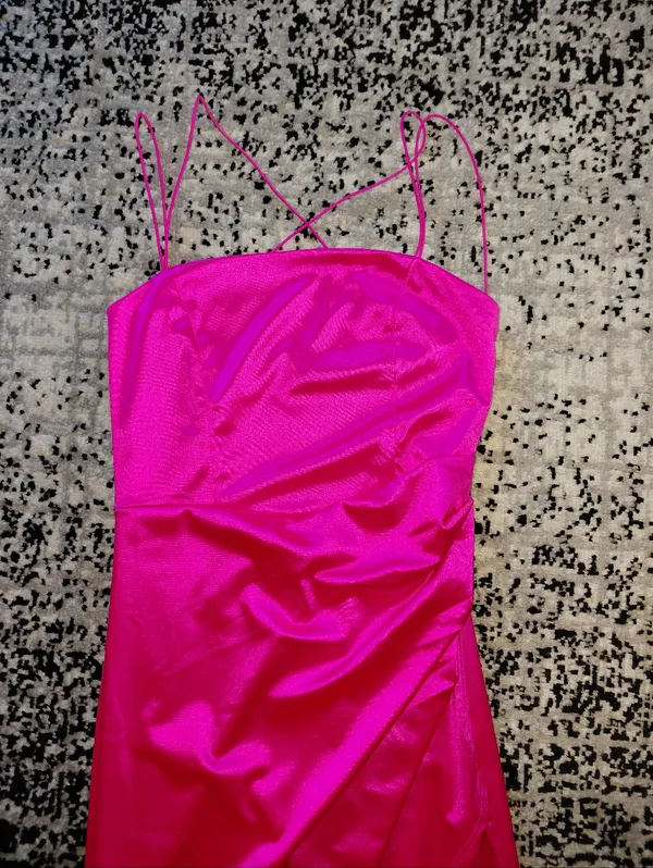 Emerald Sundae Hot Pink Satin Open Back Maxi Dress Sz Medium! - Image 15