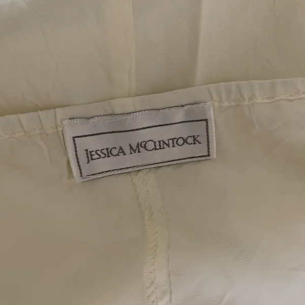 Jessica‎ McClintock Cream Slip Midi Dress Spaghetti Strap Small Slit Large - Image 6