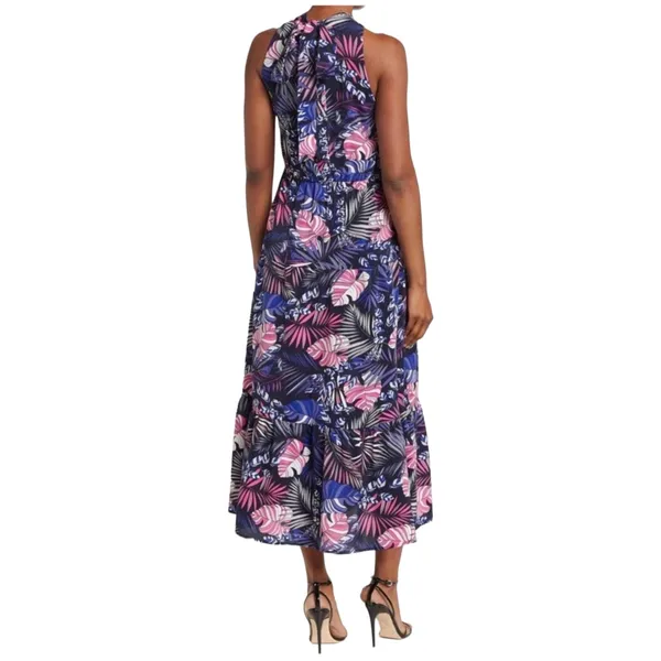 SAM EDELMAN Halter Neck Tiered Maxi Dress in Purple Multi Sleeveless‎ Size 0 - Image 5