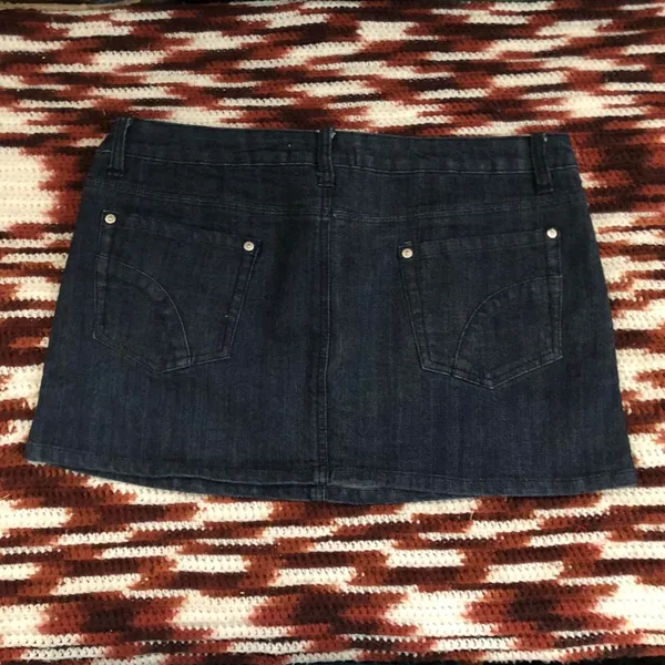 Y2K 2000s Micro Mini Baddie Low Rise Denim Dark Wash Jeans Skirt #wings #gothic #whimsygoth #cross #angel cyber punk biker - Image 3
