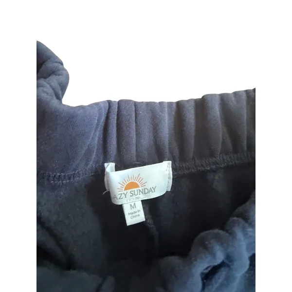 Lazy Sunday Womens Wide Leg Sweatpants Navy Blue Lounge Pants‎ Size M - Image 2